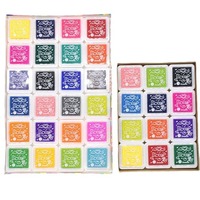 Ensemble de tampons encreurs pour peinture au doigt pour enfants 3x3cm, 12/24 couleurs, tampon encreur pour dessin par empreinte digitale DIY pour enfants, artisanat artistique