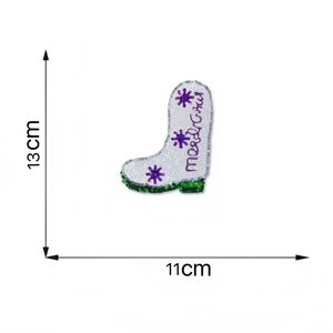 Nouveau Patch Autocollant Thermocollant Brodé de Paillettes à l'effigie de Bottes de Mardi Gras, Motif Dessin Animé - Product Image 6