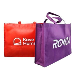 Customized Fabric Nonwoven Grocery Shopping Bags Gold Gift Bags Non Woven Shopping Tote Bags With Custom Printed Logo - Product Image 2