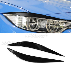 ฝาครอบตกแต่งขอบไฟหน้าสีดำ 1 คู่ สำหรับ BMW ซีรีส์ 4 M3 M4 F32 F33 F36 F80 F82 F83 สติ๊กเกอร์ติดขอบไฟหน้า - Product Image 1