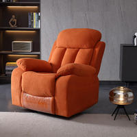 Fauteuil inclinable manuel moderne en cuir véritable à une place avec cadre en bois réglable et pivotant