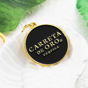 Llavero Redondo Dorado con Esmalte Negro, Personalizado con Logotipo, Letras Personalizadas, Marca Empresarial, Llavero de Aleación de Zinc, Juego de Llaveros Metálicos para Regalo - Product Image 2