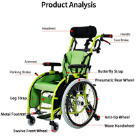 Silla de Ruedas Manual Plegable de Aluminio para Niños, Carrito de Empuje Manual Ligero y Compacto para Rehabilitación y Salidas de Niños