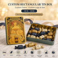 Maßgefertigte Rechteckige Blechdose mit Art Nouveau Damen-Design für Schokoladen- und Süßigkeiten-Geschenkverpackung Individuelles Logo OEM ODM