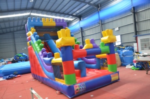 <span class=keywords><strong>Inflatable</strong></span> Bouncer khối xây dựng trượt lego lâu đài <span class=keywords><strong>Inflatable</strong></span> slide với Blower trẻ em người lớn để bán - Product Image 5
