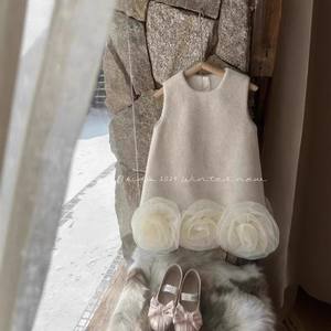 <span class=keywords><strong>Robe</strong></span> en satin au genou à col rond doux de style étoile pour enfants nouvelle <span class=keywords><strong>robe</strong></span> de gilet d'automne <span class=keywords><strong>hiver</strong></span> pour le premier anniversaire de bébé fille - Product Image 3