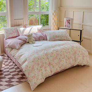 Set di Biancheria da Letto Fantasy Dream Rose 100% Cotone per Ragazze, 4 Pezzi, <span class=keywords><strong>Copripiumino</strong></span> 200TC King Size, Motivo Vegetale per Hotel - Product Image 3