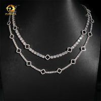 Collier tennis en argent 925 avec diamants moissanite 3mm 5mm, motif floral, bijoux de mode pour hommes et femmes