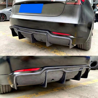 Tesla Model 3 Sedan 4 Kapılı Gerçek CF Arka Lip Araç Dış Aero Modifikasyon Parçaları için Karbon Fiber Arka Tampon Difüzör Splitter