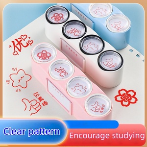 Tampon flash 4-en-1 rond de 20 mm, motif fleur mignon, pour élèves, enseignants et enfants - Product Image 3
