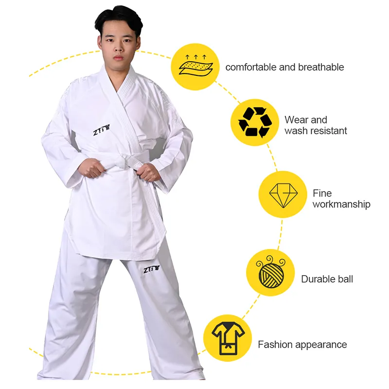 남자 여자 아이 무술 착용 WKF 화이트 가라테 카타 마스터 기 14 온스 유니폼