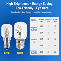 Ampoule incandescente en verre E14/E27 15W/25W/40W pour four, réfrigérateur et hotte, 220-240V 2000 heures