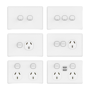 Interrupteurs et prises murales double pôle standard australien avec port de charge USB 10A 250V 4 prises Design moderne - Product Image 1