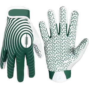 <b>Sticky</b> Grip American Football Gloves Synthetic Leather Neoprene <b>Hook</b> Loop Closure UV Protection Custom Logo Bulk Supply - Product Image 1