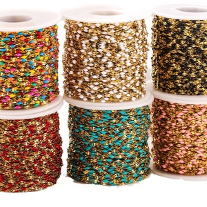 14K Gold Filled 1.7MM Lip Chain With Tiny Colored Enamel Beads Drip Oil Chains for DIY Necklace Bracelet <strong>Jewelry</strong> Making <strong>Supplies</strong> - Product Image 4