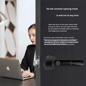 स्टॉक थोक घर इनडोर लकड़ी का दरवाजा लॉक सिंगल-लिंगुअल गोलाकार एक हाथ खोलने वाला सार्वभौमिक फिंगरप्रिंट लॉक ग्राफिफिटी मॉडल - Product Image 1