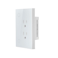 Prise murale intelligente double Type 118 (norme australienne) avec panneau en verre, télécommande intégrée, contrôle vocal via application Wi-Fi, 16A, compatible CN/UE