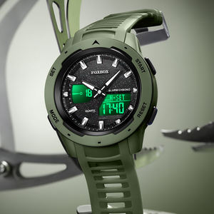 Montre tactique de survie numérique LIGE FB0098 pour hommes, chronomètre, cadran de 45 mm, étanche, rétroéclairage LED, alarme + boîte - Product Image 4