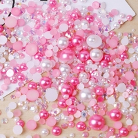 Taille mixte 3-10mm semi-ronde en plastique imitation perle diamant 50G pour la décoration des ongles résine Patch perles bijoux à bricoler soi-même accessoires