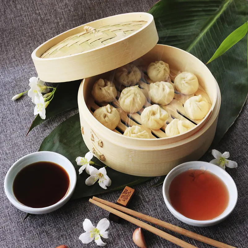 Merveilleux panier vapeur en bambou panier empilable en matériau naturel fait à la main chinois nourriture saine vapeur en bambou