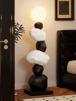 HJ HOME Lampe de sol artisanale en résine avec éclairage LED Décoration créative en pierre pour le salon, le bureau et la maison-un lampadaire unique