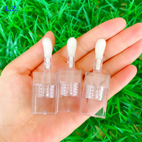 LZ Pack Stock Venta caliente PETG 6,5 ML Full Clear Fat Wand Tubos de brillo de labios Cuadrado Transparente Jumbo Etiqueta privada Tubo de brillo de labios