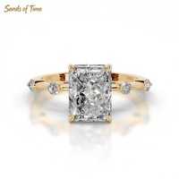 Bague Solitaire Moderne en Argent Massif 925 avec Moissanite Cœur de Deux Carats et Motif Quad Accent, Commande OEM pour Femmes