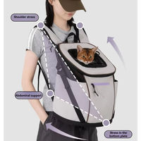 Sac à dos ergonomique pour animaux de compagnie avec bandoulière rembourrée en forme de S, panneau dorsal respirant en nylon, sac de voyage confortable pour chat et chien
