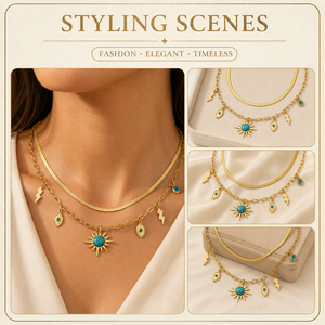 Collier superposé doré éclatant pour femme, idéal pour les festivals et les vacances, vente en gros directe usine - Product Image 2