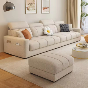 Canapé en L simple et abordable, moderne, en cuir souple avec coin lounge, canapé minimaliste pour salon, vente chaude, canapé crème - Product Image 6