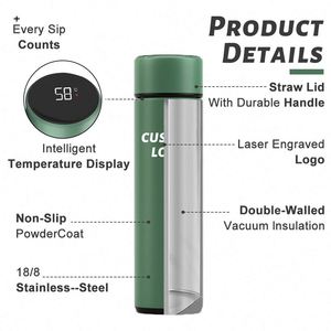 Bouteille d'eau intelligente personnalisée en acier inoxydable isolé avec affichage de la température LED, thermos sous vide - Product Image 4