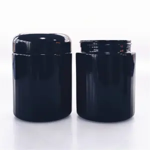 Garrafas de vidro violeta escura, 50ml 100ml 150ml 200ml 250ml frasco de vidro cosmético frascos de loção creme frascos de vidro preto uv