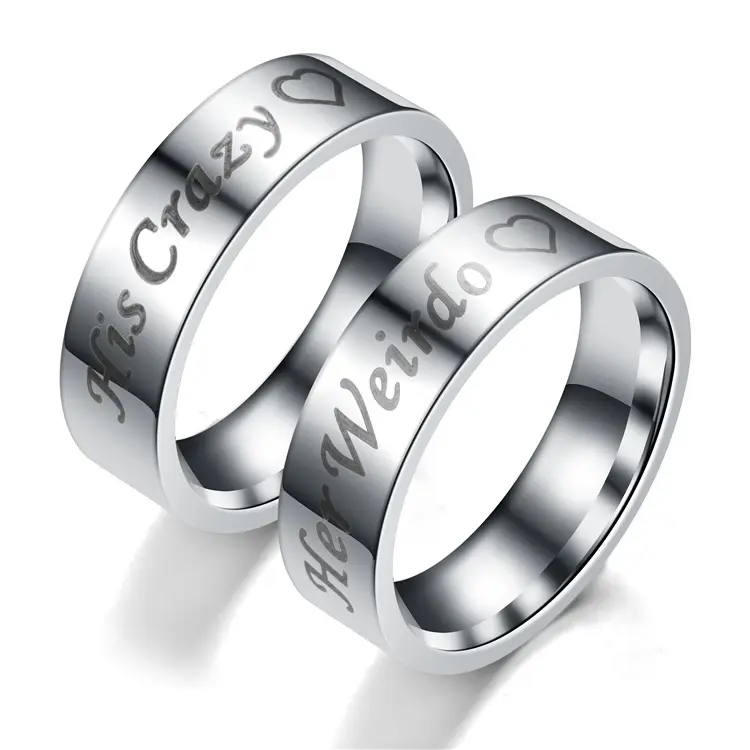 Fashion Titanium Ring Stainless Steel His Crazy Her Weirdo Rings for Couple Mens Lover Gift
