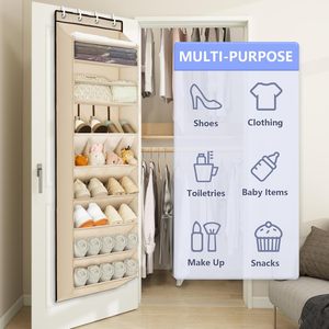 Organisateur de chaussures à suspendre sur la porte, 8 niveaux, poches profondes, pour rangement dans le placard, beige - Product Image 5