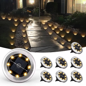 Walkway <strong>Solar</strong> Disk Pathway <strong>Light</strong> Outdoor Garden Landscape Spotlight <strong>Light</strong> Waterproof Mini 8 Led Outdoor <strong>Solar</strong> Lawn <strong>Ground</strong> <strong>Light</strong> - Product Image 1