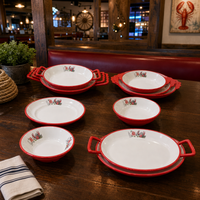 Service de vaisselle en mélamine motif écrevisses, série de plateaux bicolores rouge et blanc pour la cuisson des fruits de mer, utilisation en restaurant et buffet, certifié CE