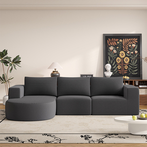 Ensemble de canapés modulaires modernes en forme de L, compressés sous vide, en mousse haute densité, revêtement en velours côtelé, pour petit <span class=keywords><strong>appartement</strong></span> - Product Image 2
