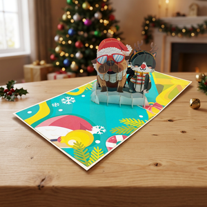 Carte de vœux de Noël pour chien et chat, vente en gros, découpe au laser, faite à la main, design Kirigami, papier de haute qualité, carte 3D, Viet-Craft - Product Image 2