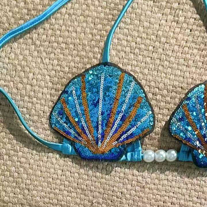 Bikini Azul Sexy al por Mayor, Conjunto de Bikini con Lentejuelas - Product Image 3