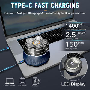 SOLIMPIA FK-8750湿/干光头剃须刀，柔性剃须刀，无绳充电，不费力剃头 - Product Image 2