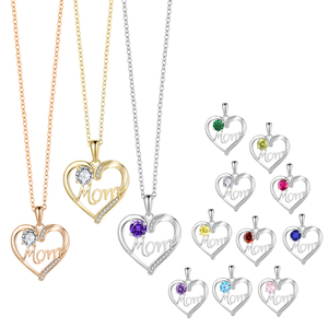 <span class=keywords><strong>XLOVE</strong></span> Vente en gros Collier pendentif en argent sterling en forme de cœur pour maman, cadeau spécial fête des Mères, avec pierre de naissance pour femme - Product Image 1
