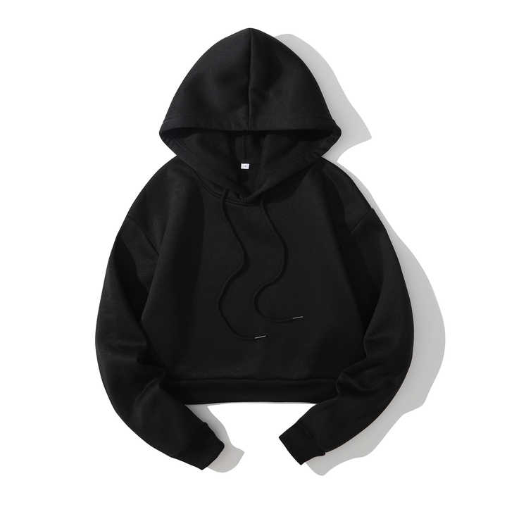 plain black crop top hoodie