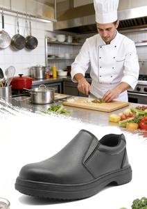 Nero resistente all'olio in gomma antiscivolo punta in acciaio Sole a prova di foratura per ristorante cucina <span class=keywords><strong>scarpe</strong></span> di sicurezza per gli uomini senza lacci - Product Image 6