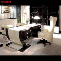 Table de bureau ronde, blanc et noir, meuble d'écriture, de luxe, Design européen