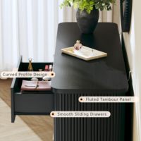 Meuble TV moderne en bois noir de 55 pouces avec 6 tiroirs, idéal pour chambre, entrée ou couloir – Vente chaude