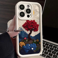 Coque de téléphone personnalisée avec peinture à l'huile de paysage, couleur bonbon fleuri, givrée et antichoc pour iPhone 17 16 15 Pro Max 14 13 12