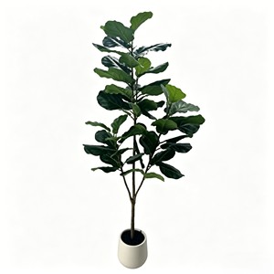 Árbol Artificial de Ficus Lyrata en Maceta Blanca para Decoración de Interiores, Hojas de Alta Simulación, Planta de Plástico - Product Image 1