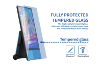 Señalización digital LCD portátil de 65 pulgadas para exteriores y distritos comerciales Uso de ascensores con clasificación IP65 con ruedas de batería recargable