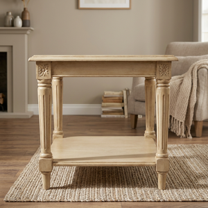 Mesa de Centro Tradicional de Madera Maciza con Estante de Almacenamiento, Estilo Antiguo, Muebles para Sala de Estar - Product Image 4