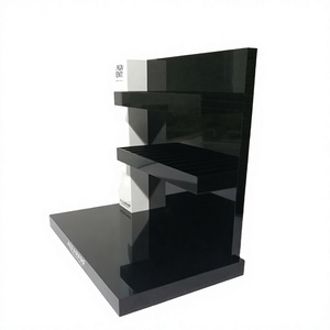 Modern Vertical Tiered Shelf 3-Tier Glossy Plastic Storage Display Rack Freestanding Pre-Assembled - Product Image 1
